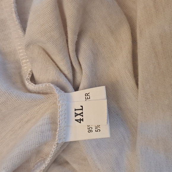 Women's size 4x long sleeve oatmeal color T-shirt with elastic cuffs. - Picture 6 of 7